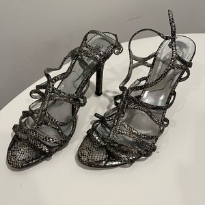 Guess by Marciano Metallic Snakeskin Strappy Heeled Sandals